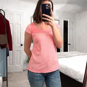 Pink Striped Hollister T Shirt